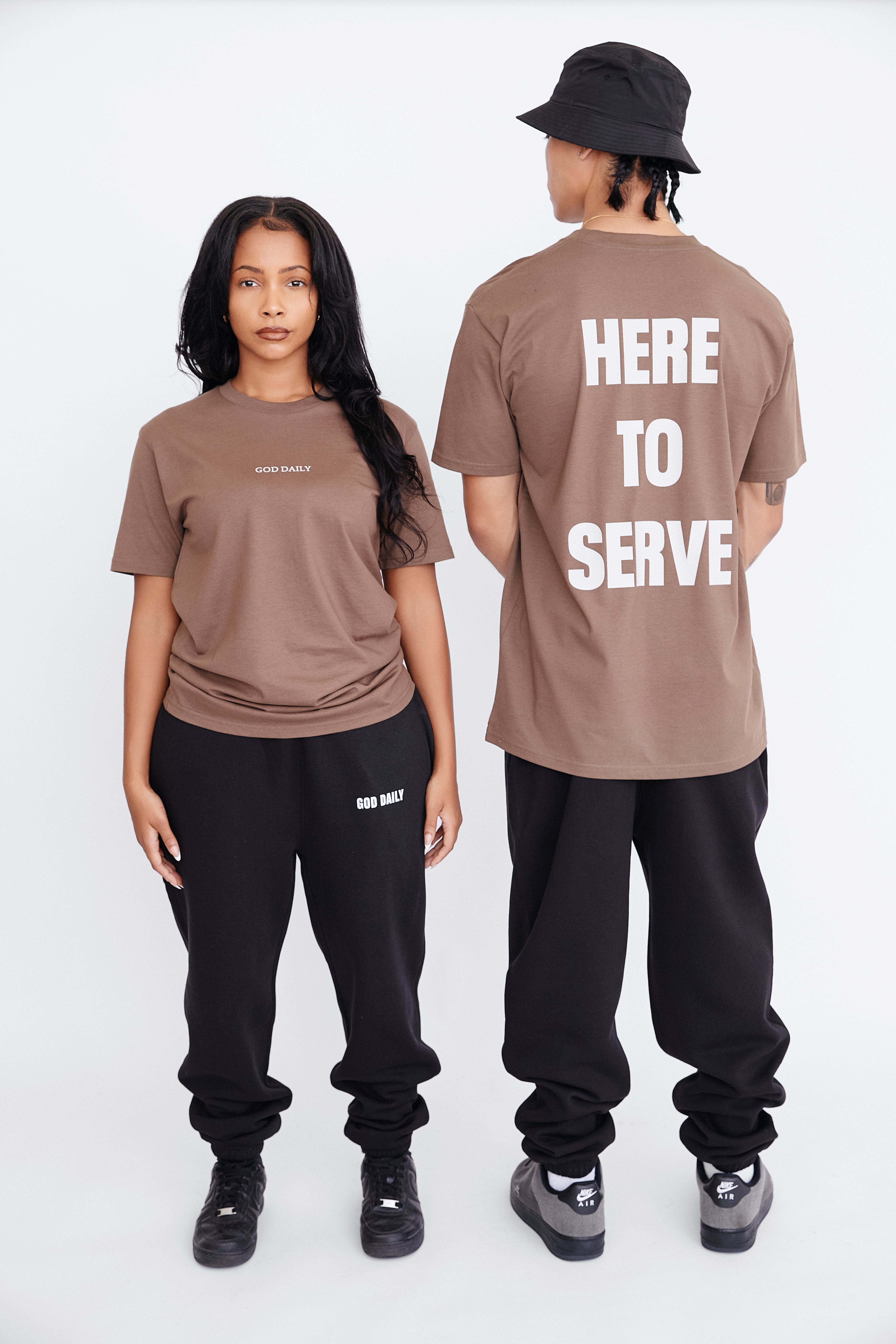 Here To Serve Oversized T-Shirt - Walnut